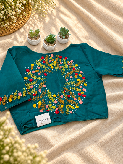 BLUE EMBROIDERED  BLOUSE