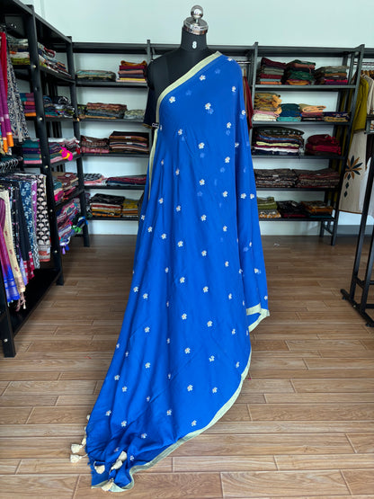 DARK BLUE PARIJATHA MUL SAREE