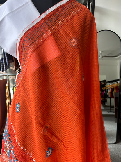 White katha embroidered kota
