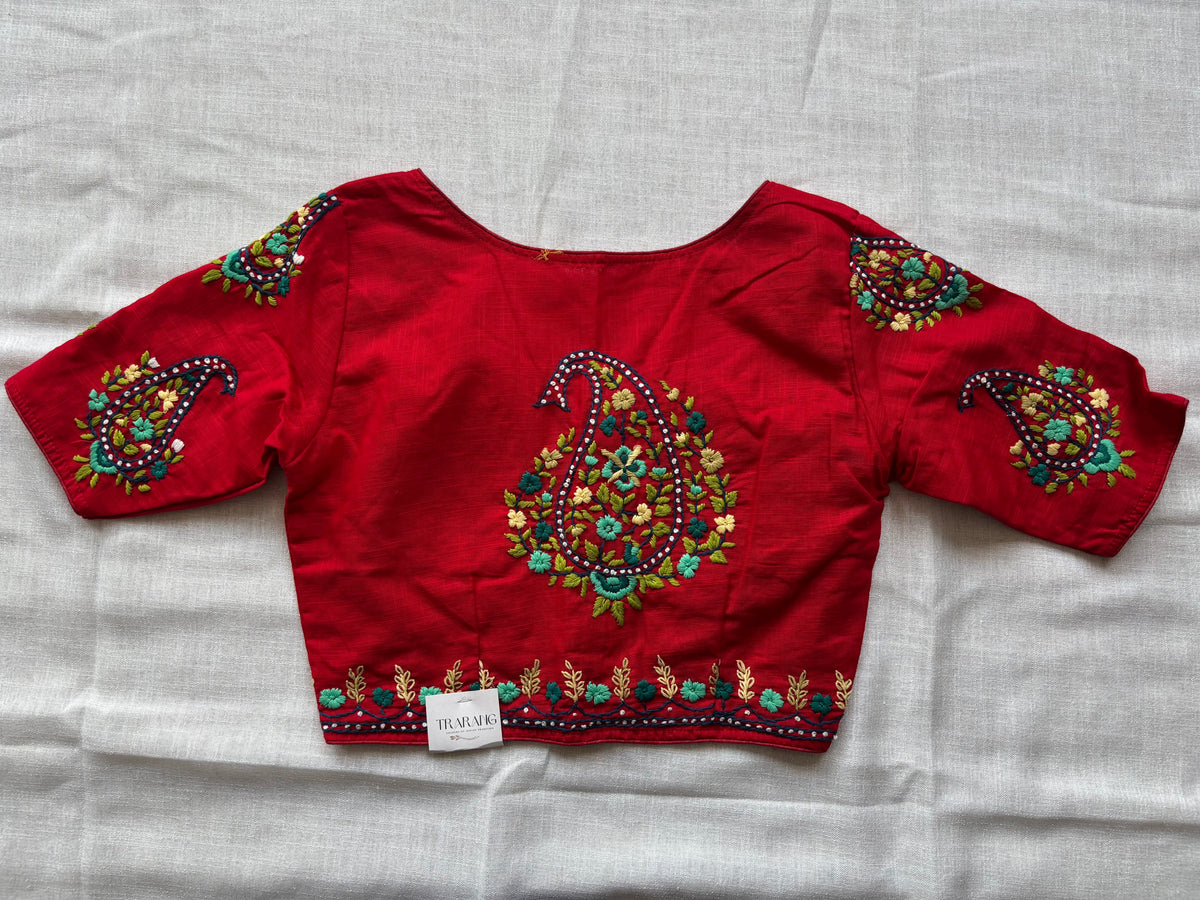 Red Embroidered blouse