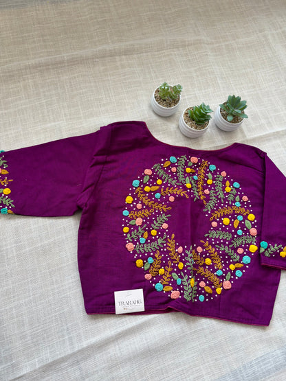 PURPLE EMBROIDERED  BLOUSE