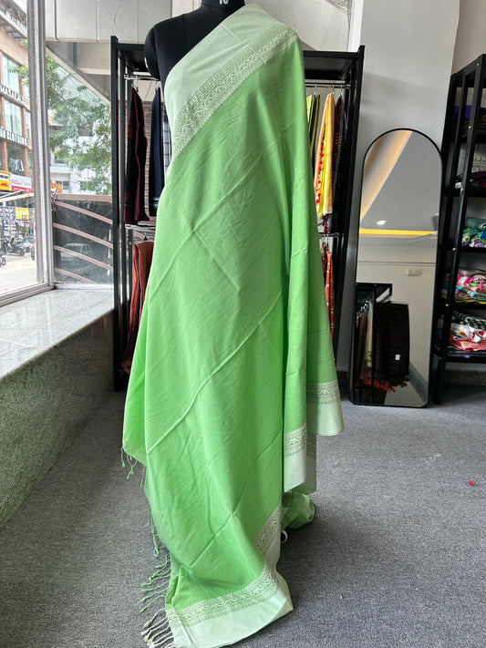 GREEN MERCERISED COTTON SAREE