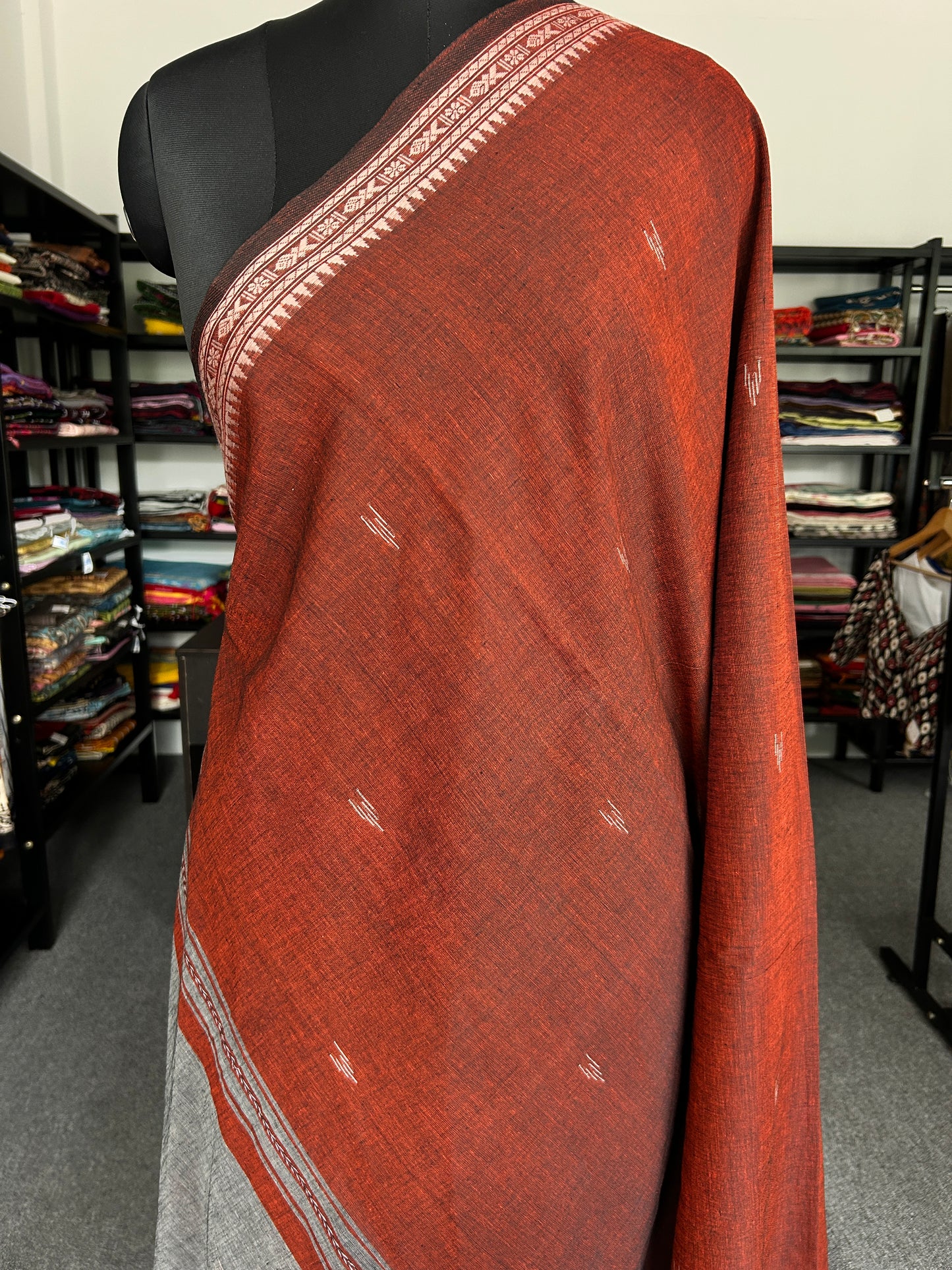 RUST ORANGE DHANIAKHALI SAREE