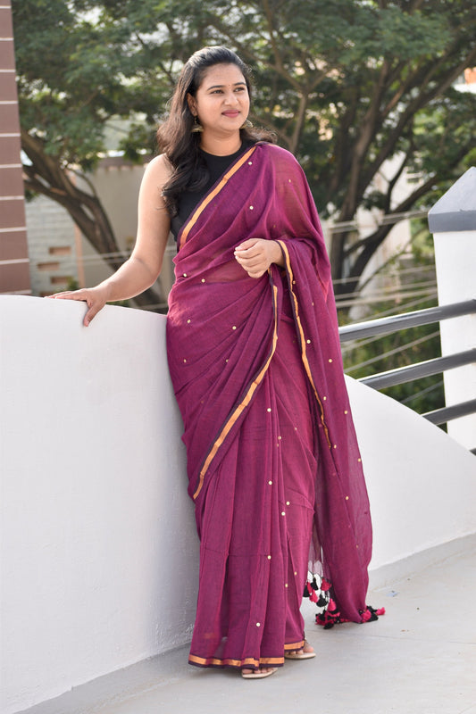 PURPLE MUL SAREE