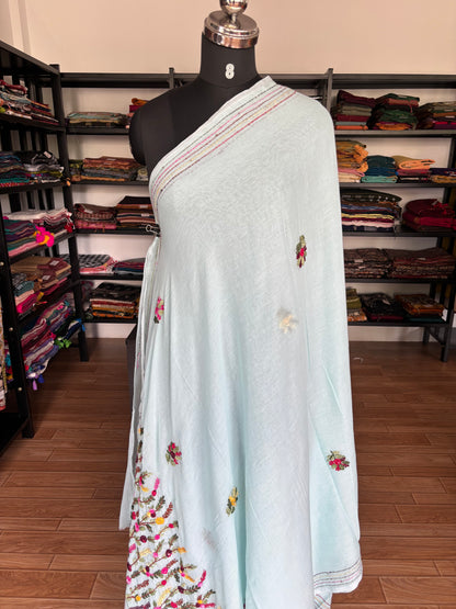 BLUE EMBROIDERED MUL SAREE