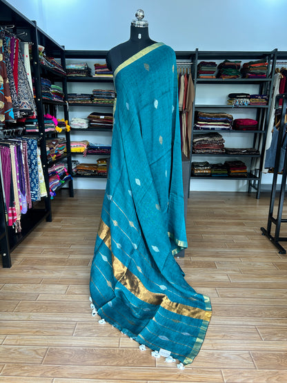 GREEN LINEN SAREE