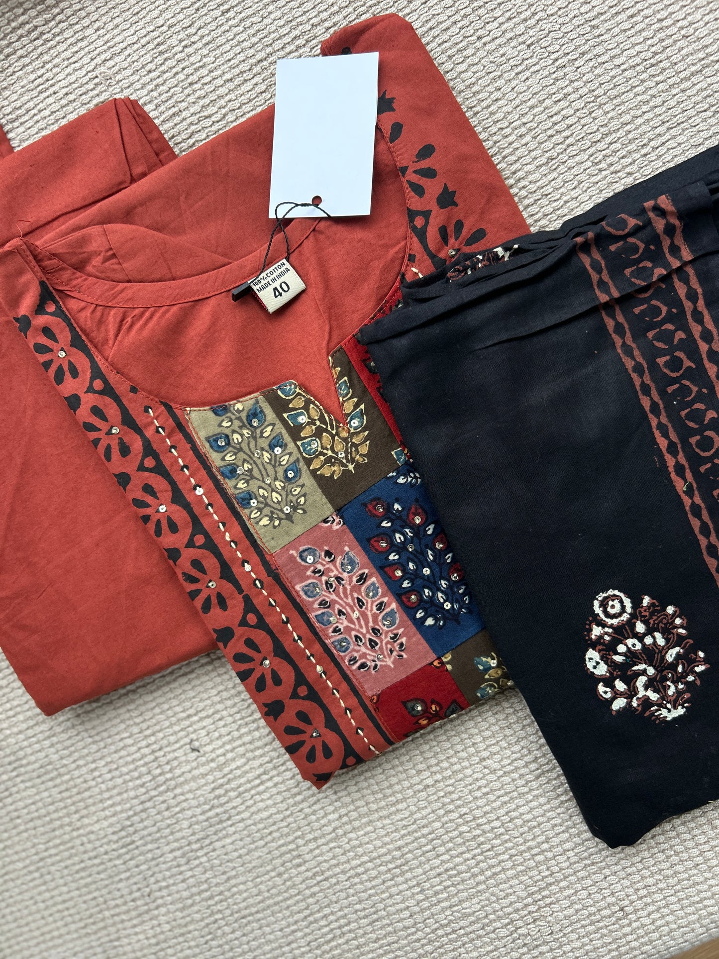 ORANGE GAMTHI COTTON SUIT