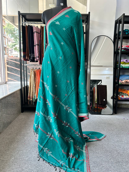 GREEN KHADI JAMDANI SAREE