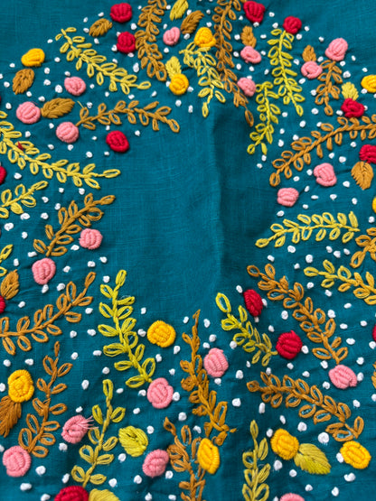 BLUE EMBROIDERED  BLOUSE