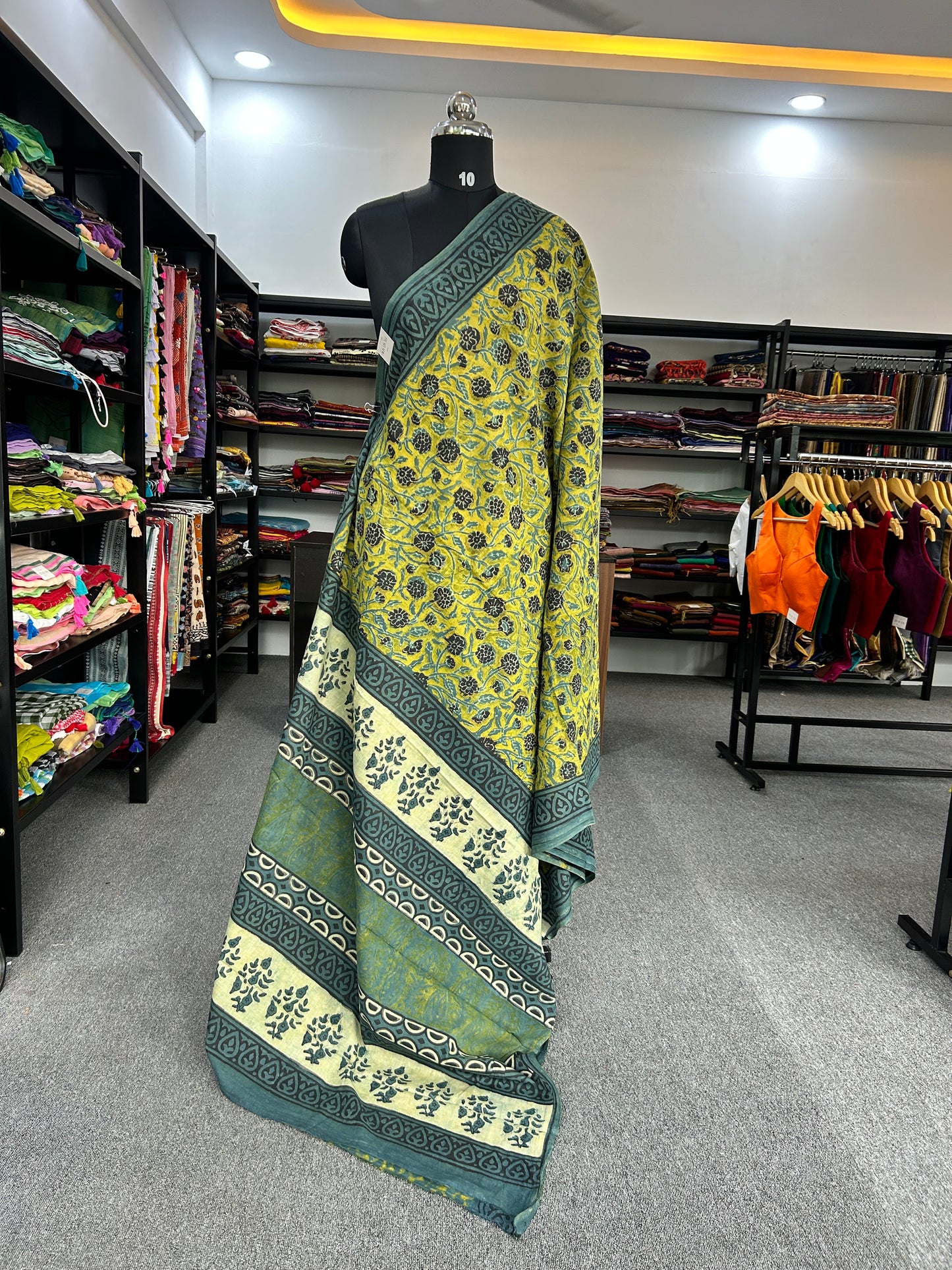 GREEN AJRAKH MUL SAREE