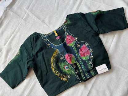 Green hand painted blouse
