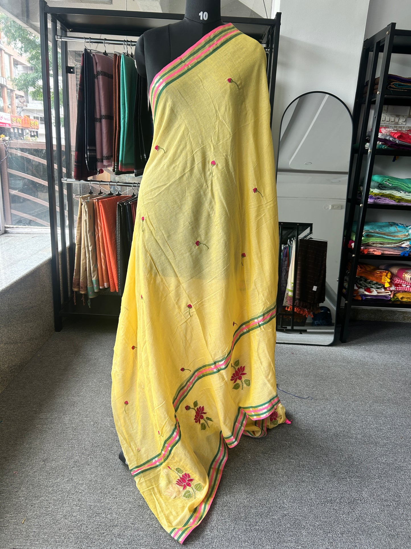 YELLOW MUL SAREE