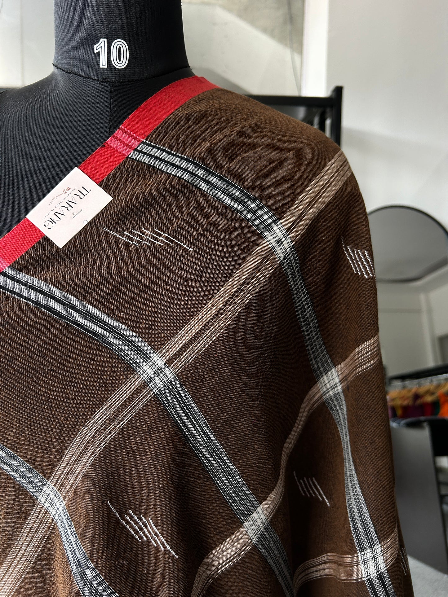 BROWN LINEN SAREE