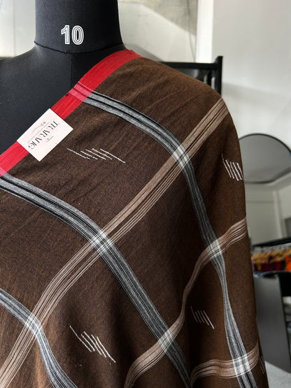 BROWN LINEN SAREE