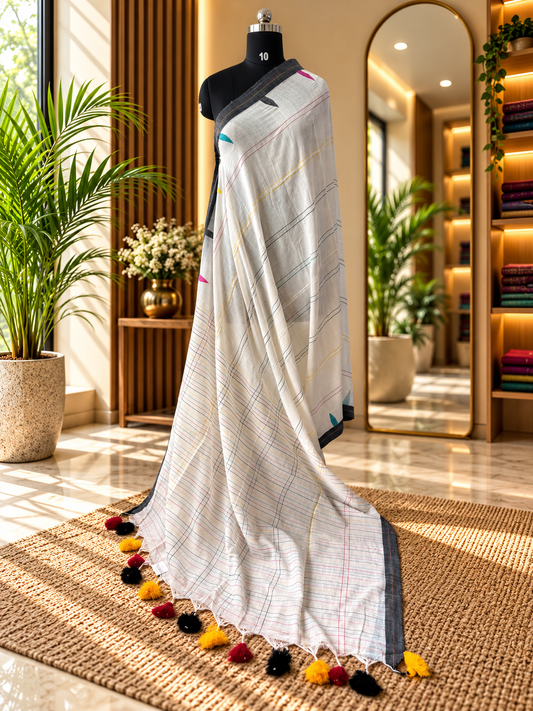 WHITE JAMDANI SAREE
