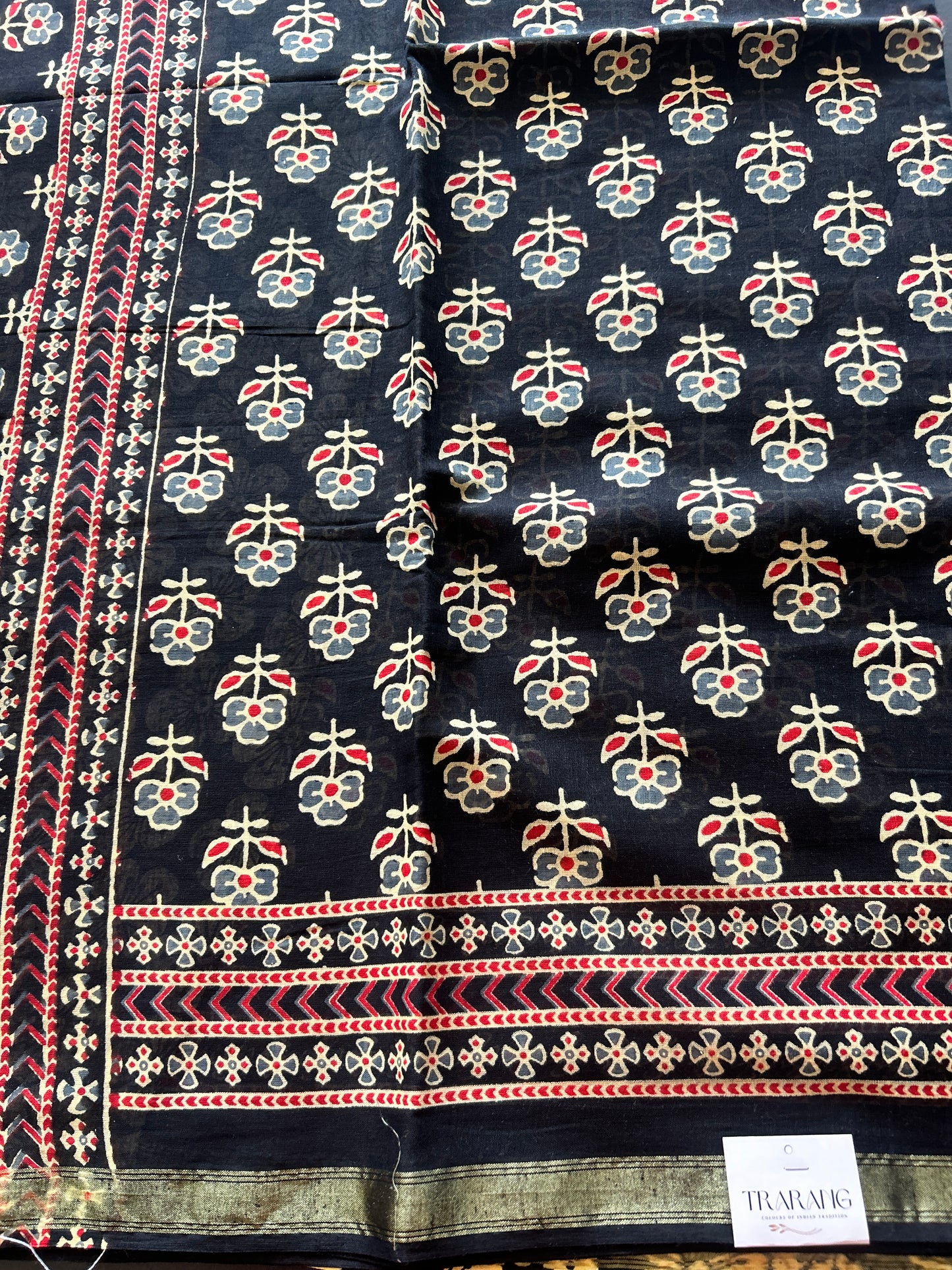 Black chanderi mul cotton