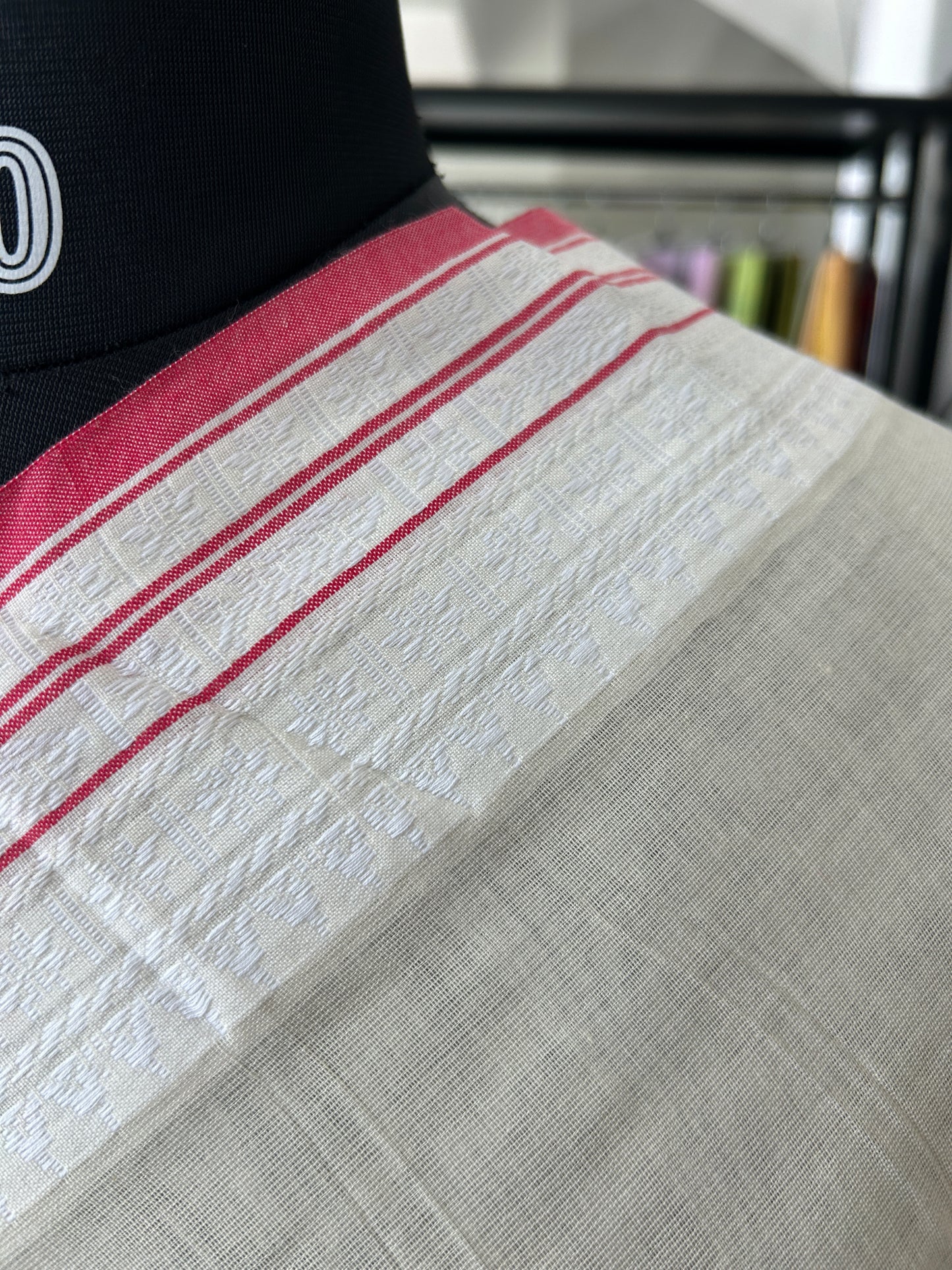 WHITE MERCERISED COTTON SAREE