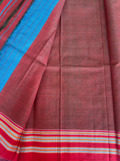 MARRON HANDLOOM ILKAL SAREE