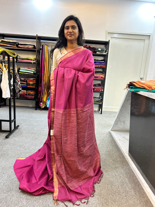 DARK PINK BANANA COTTON SAREE