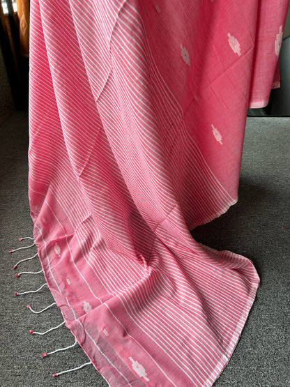 PINK MUL JAMDANI SAREE