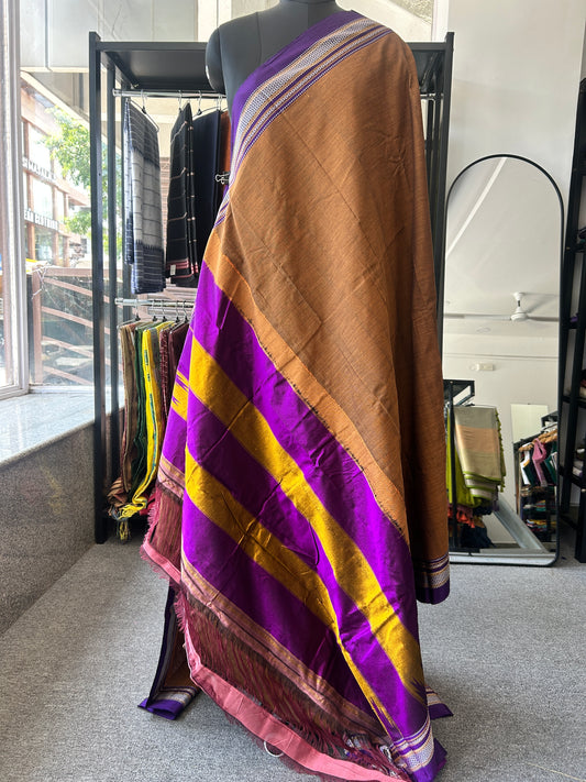 BROWN HANDLOOM ILKAL SAREE