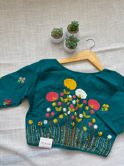 BLUE MBROIDERED  BLOUSE