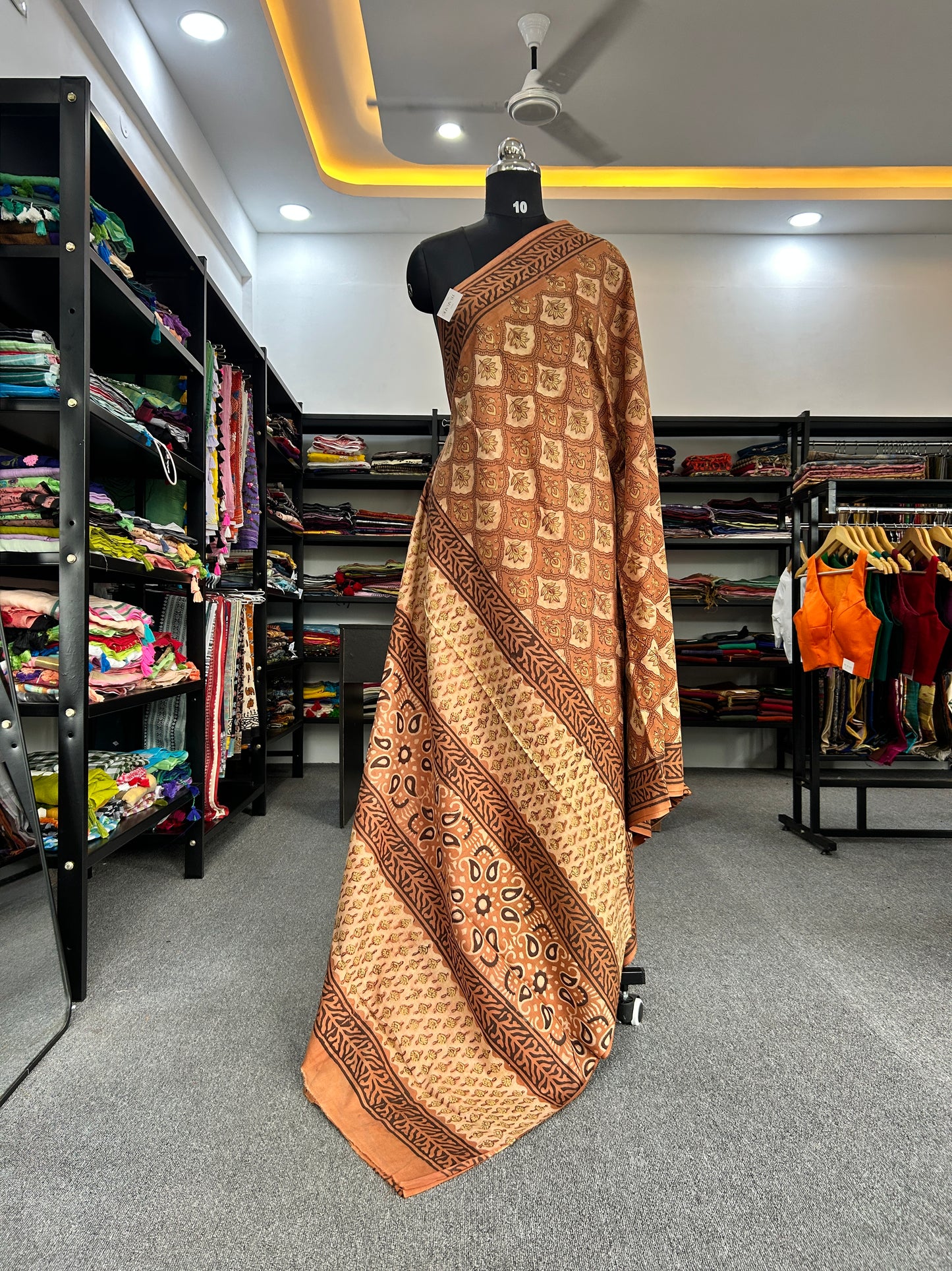 ORANGE AJRAKH MUL SAREE