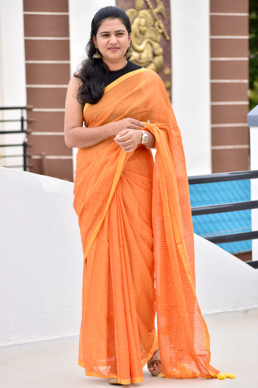 ORANGE  MUL SAREE