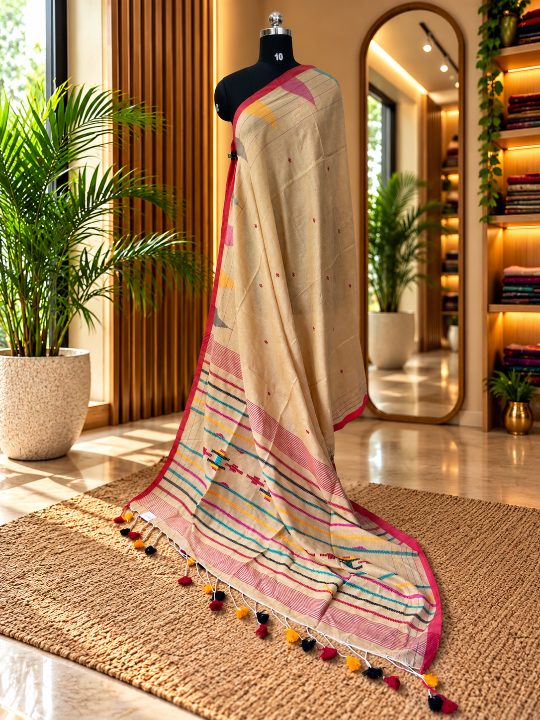 BEIGE JAMDANI SAREE