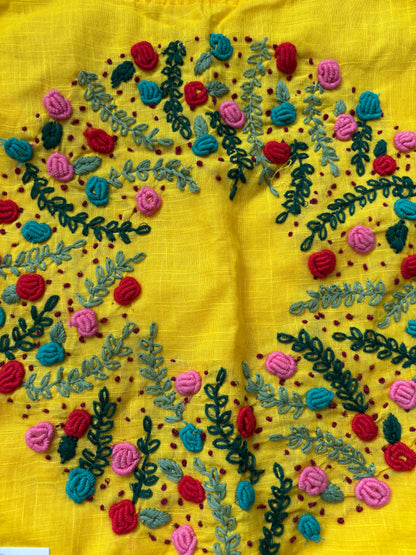 YELLOW EMBROIDERED  BLOUSE