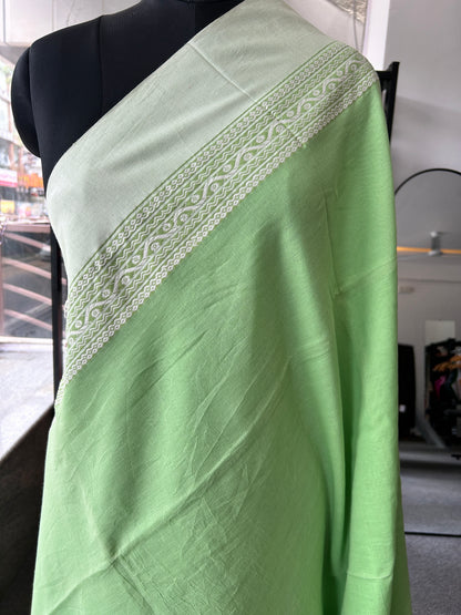 GREEN MERCERISED COTTON SAREE