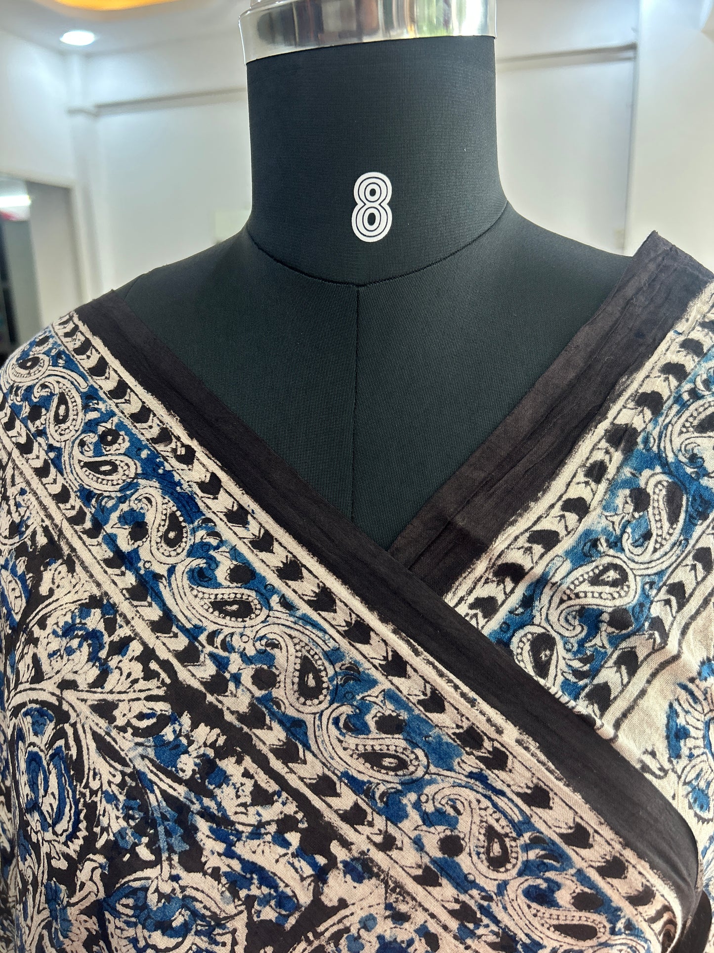 Black kalamkari mul saree