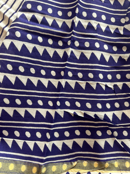 Blue chanderi mul cotton