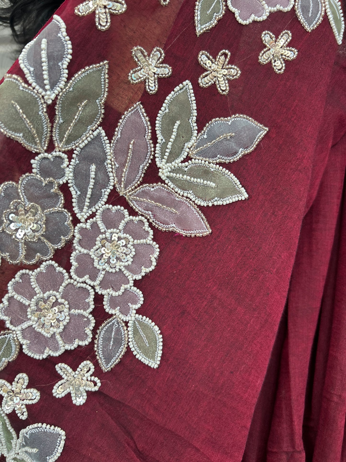 BROWN SEQUIN MUL SAREE