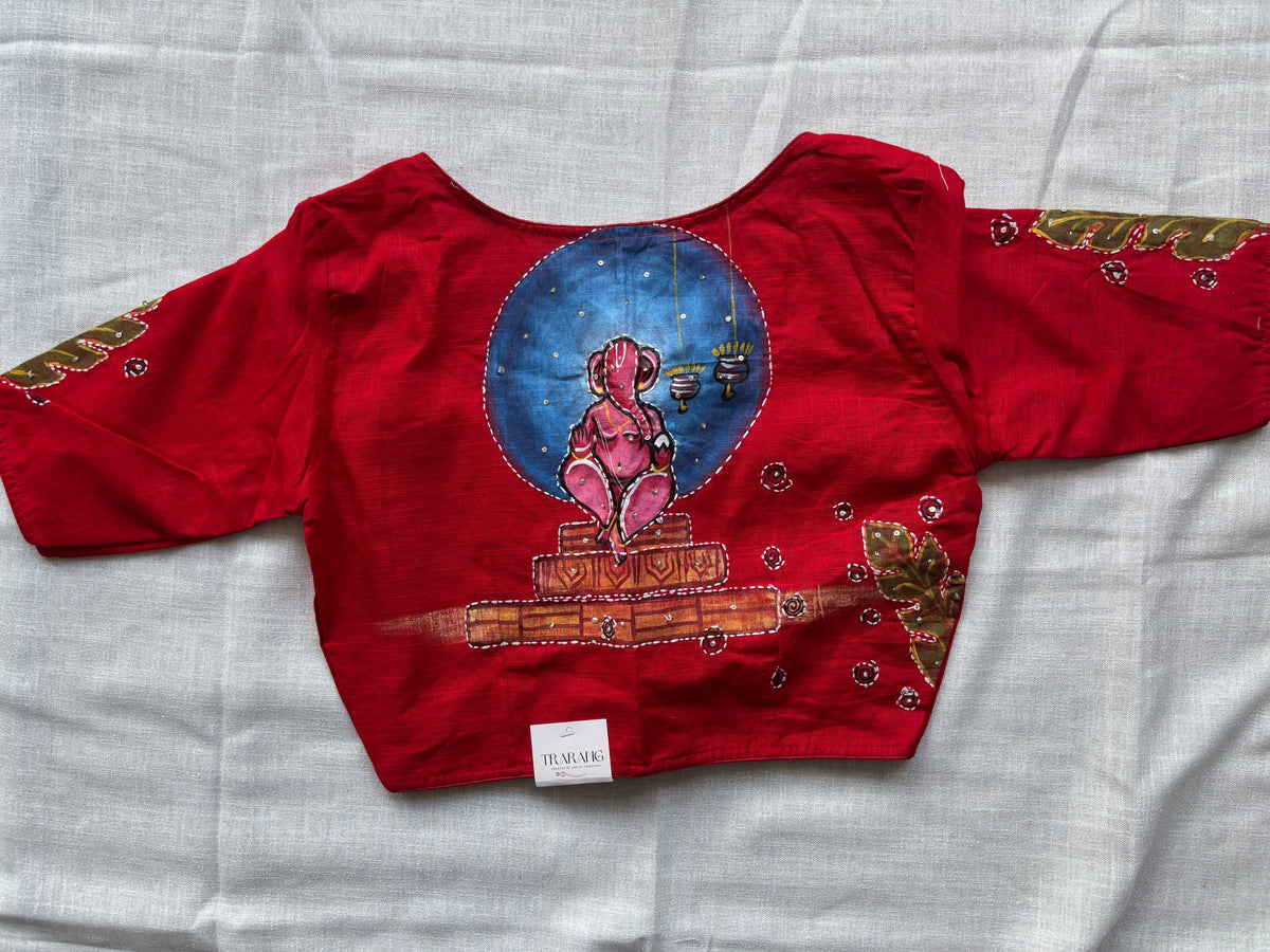 Red hand painted blouse
