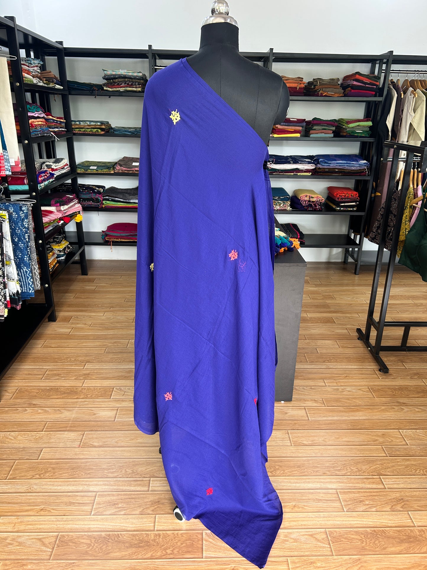 BLUE KATHA MUL SAREE