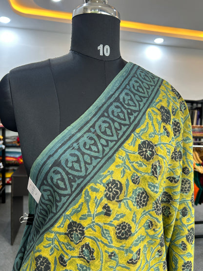 GREEN AJRAKH MUL SAREE