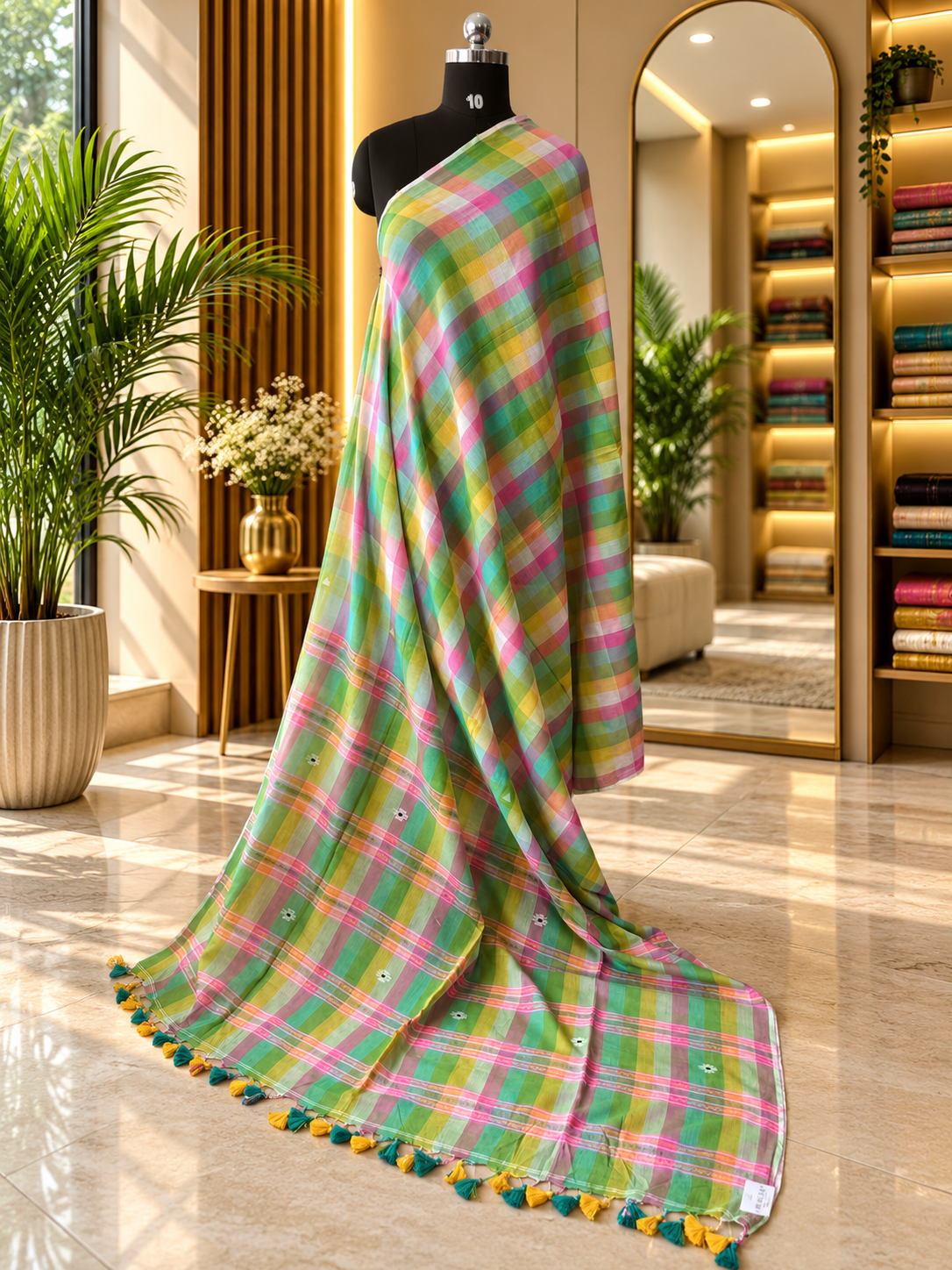 LIGHT GREEN INSPIRED BHUJODI SAREE