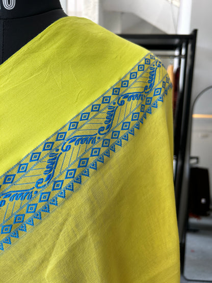 YELLOW MERCERISED COTTON SAREE