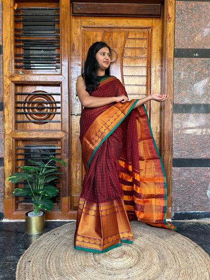 Brown Narayanpet saree.