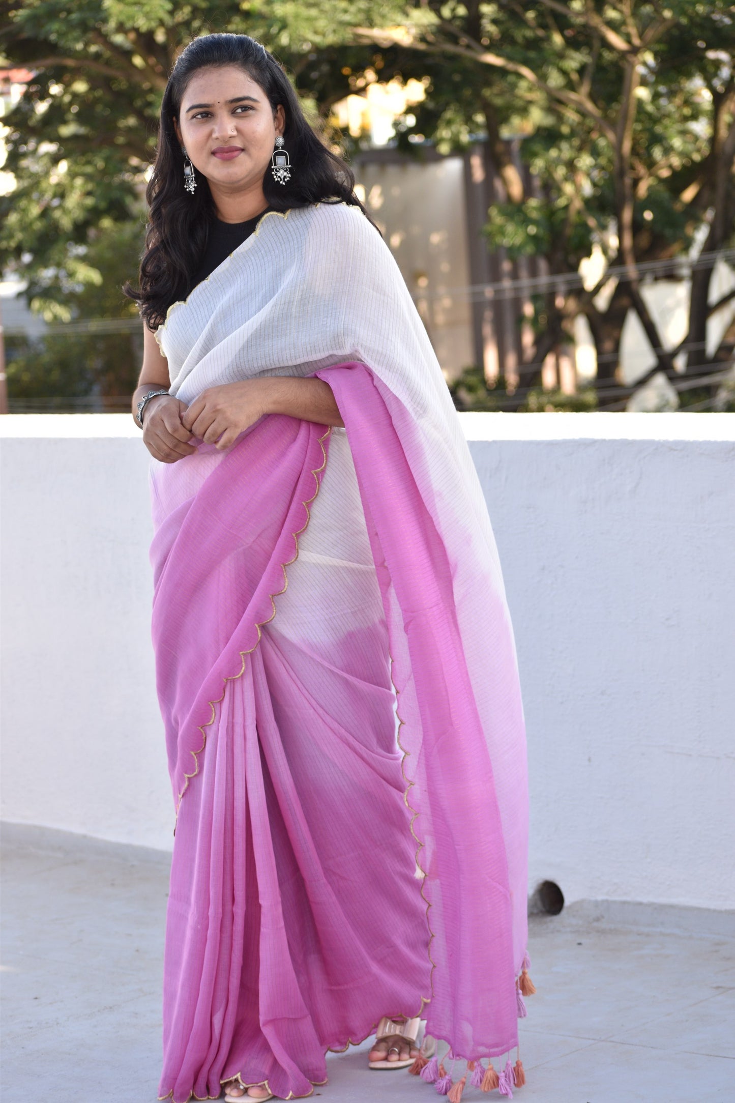 PINK  MUL SAREE