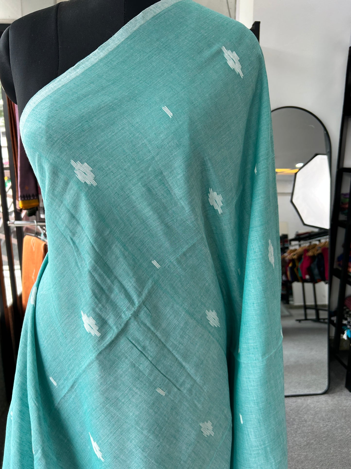 GREEN MUL JAMDANI SAREE