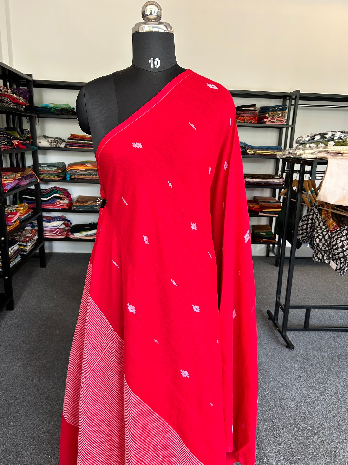 RED JAMDANI SAREE