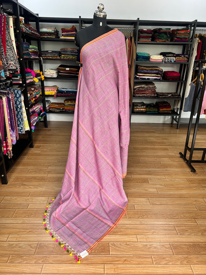 PINK KATHA CHECKS  MUL SAREE