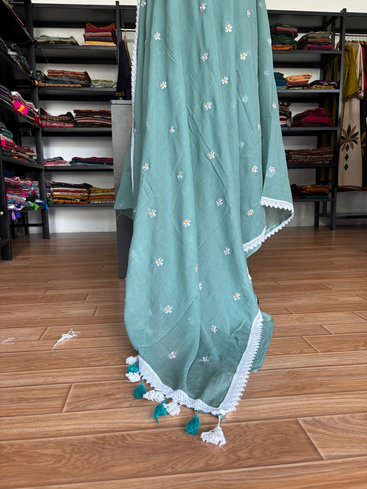 BLUE PARIJATHA MUL SAREE