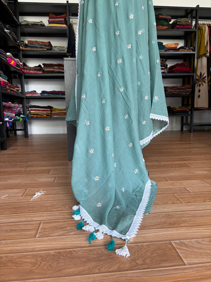 BLUE PARIJATHA MUL SAREE