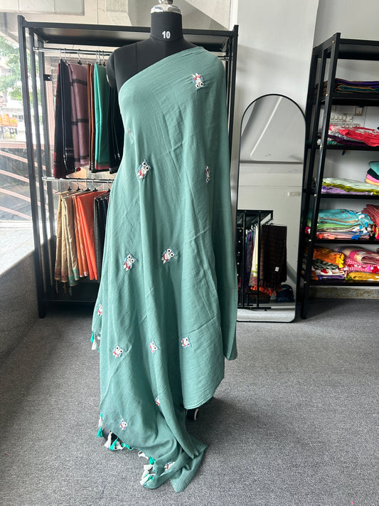 GREEN OWL MUL SAREE