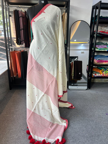 WHITE JAMDANI SAREE