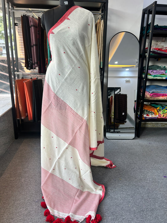 WHITE JAMDANI SAREE