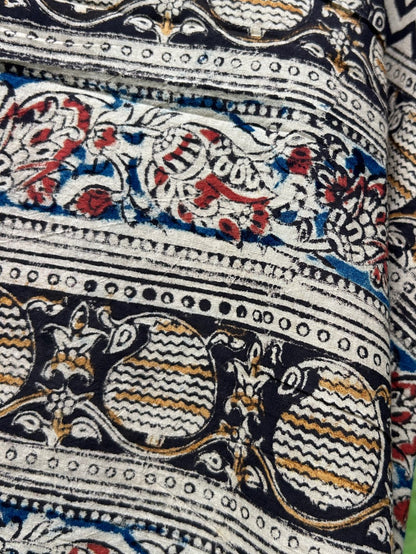 Black kalamkari mul saree